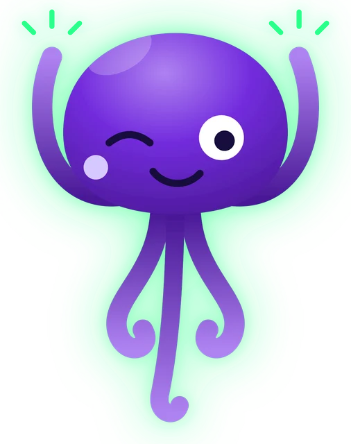 Pulpo festejando con un guiño